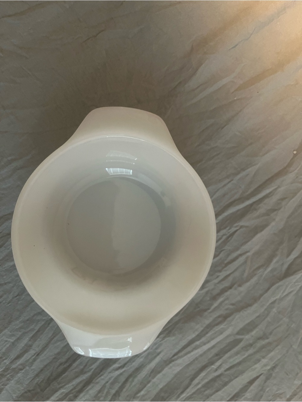 Fire King White Milk Glass Round Casserole Dish with Handles